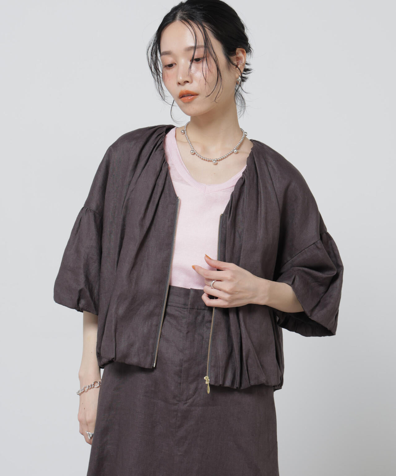 European Flax ギャザーバルーンブルゾン(セットアップ可) 6696116308