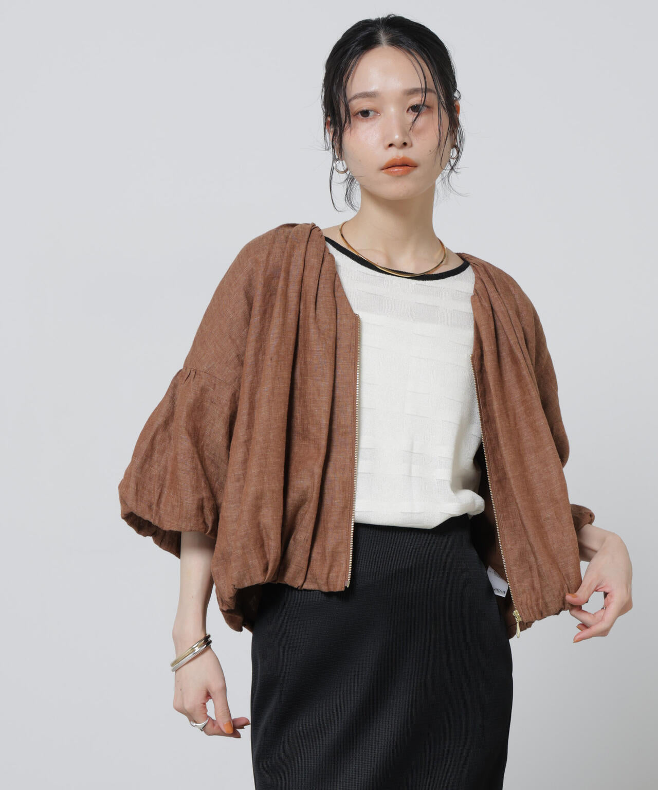 European Flax ギャザーバルーンブルゾン(セットアップ可) 6696116308