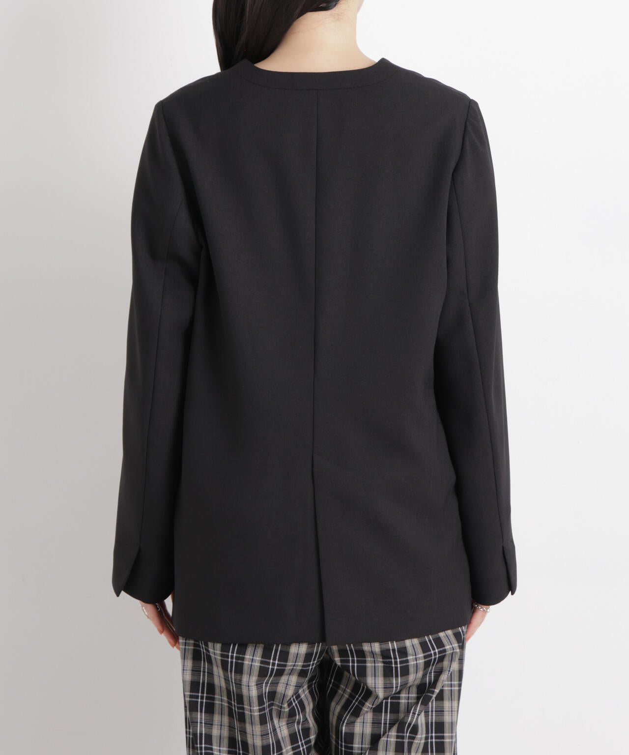 リネンライクツイルラペルレスジャケット 6696116309