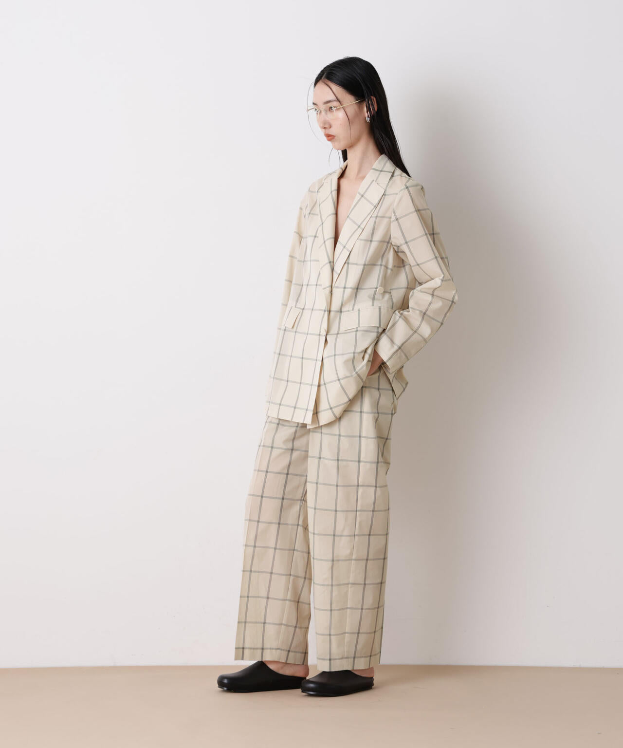 「STEVELOUR」オーガンチェックジャケット(セットアップ可) 6696116314