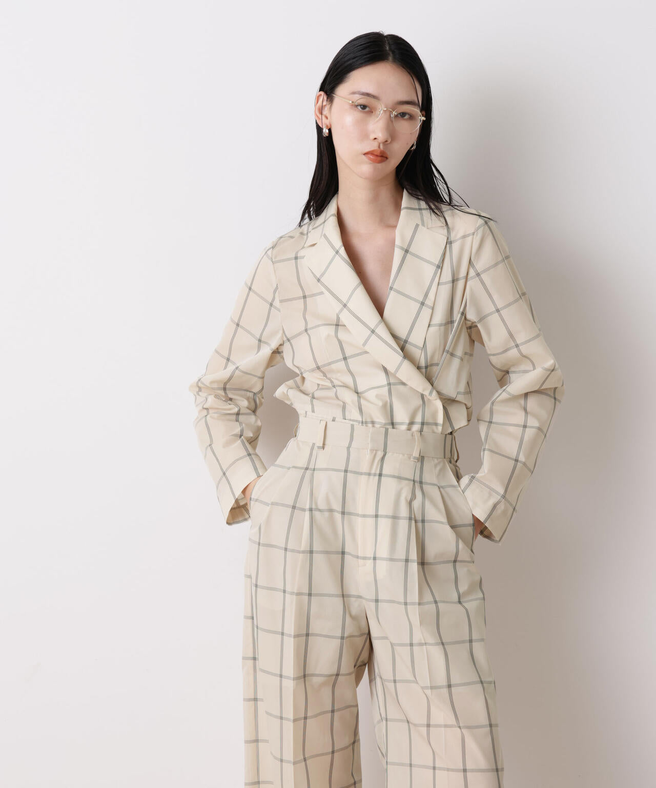 「STEVELOUR」オーガンチェックジャケット(セットアップ可) 6696116314