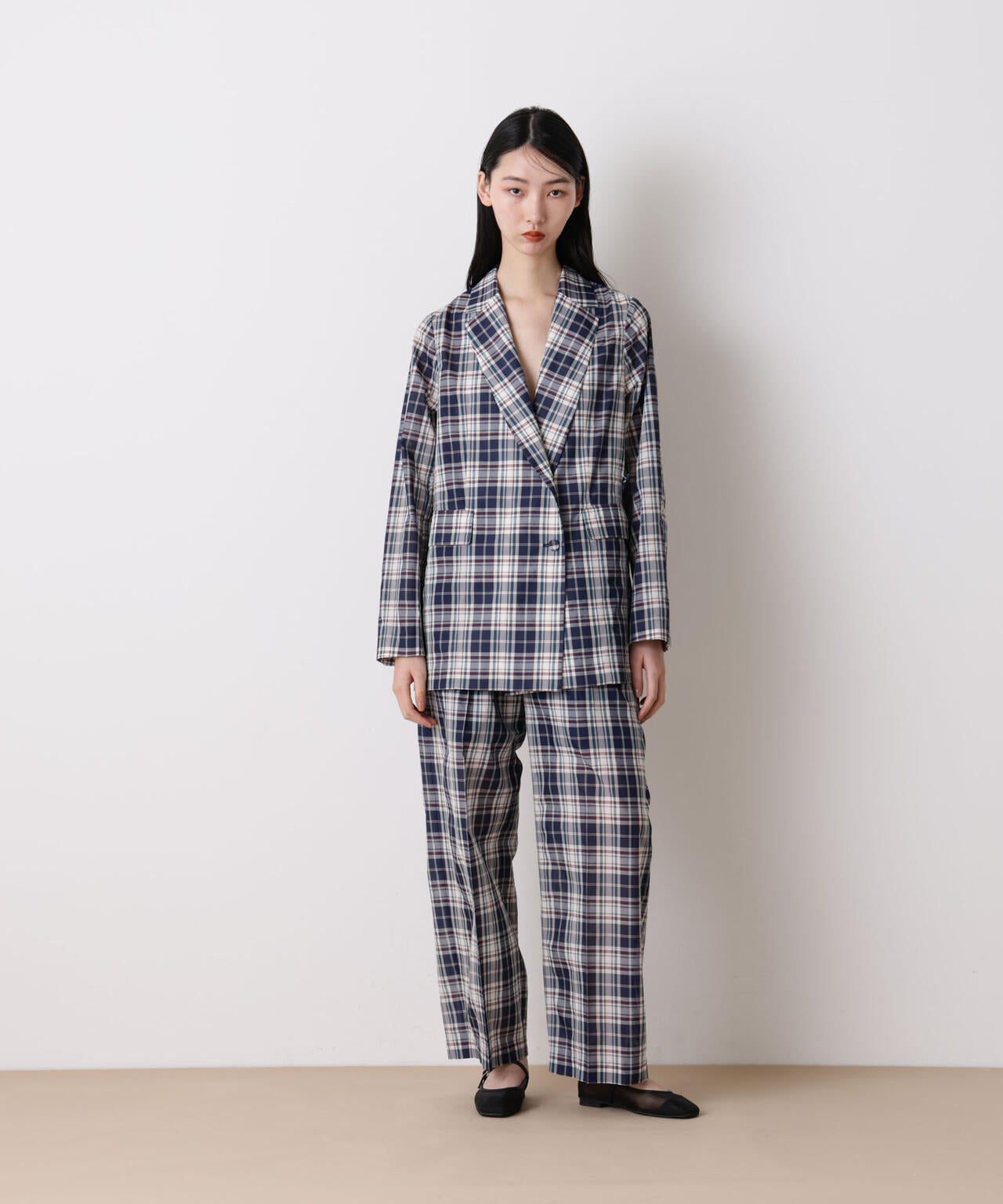 「STEVELOUR」オーガンチェックジャケット(セットアップ可) 6696116314