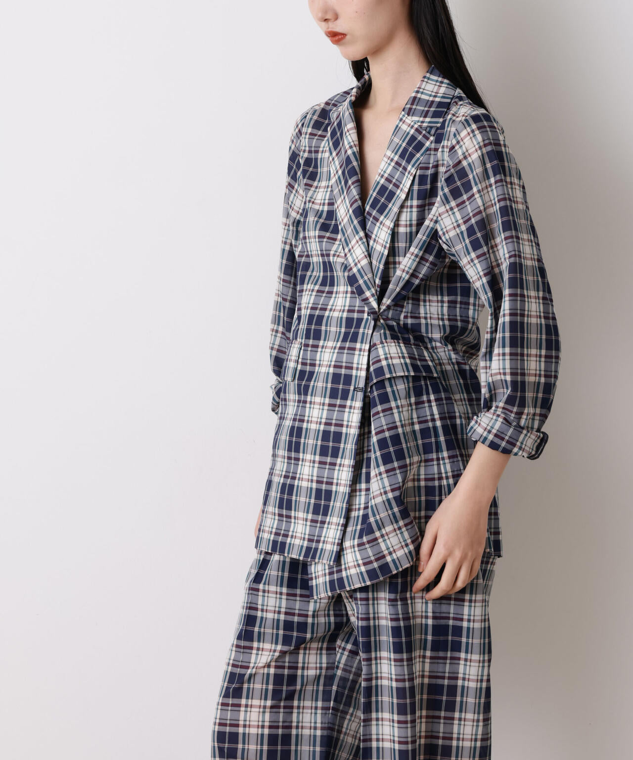 「STEVELOUR」オーガンチェックジャケット(セットアップ可) 6696116314