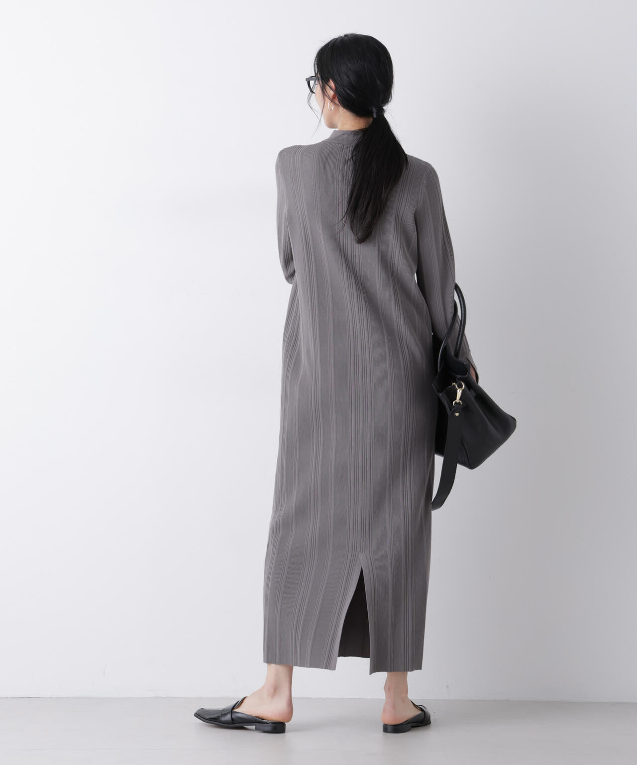 衿付きランダムリブニットワンピース 6696119304