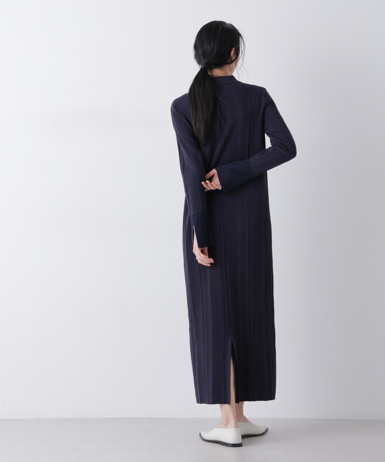 衿付きランダムリブニットワンピース 6696119304