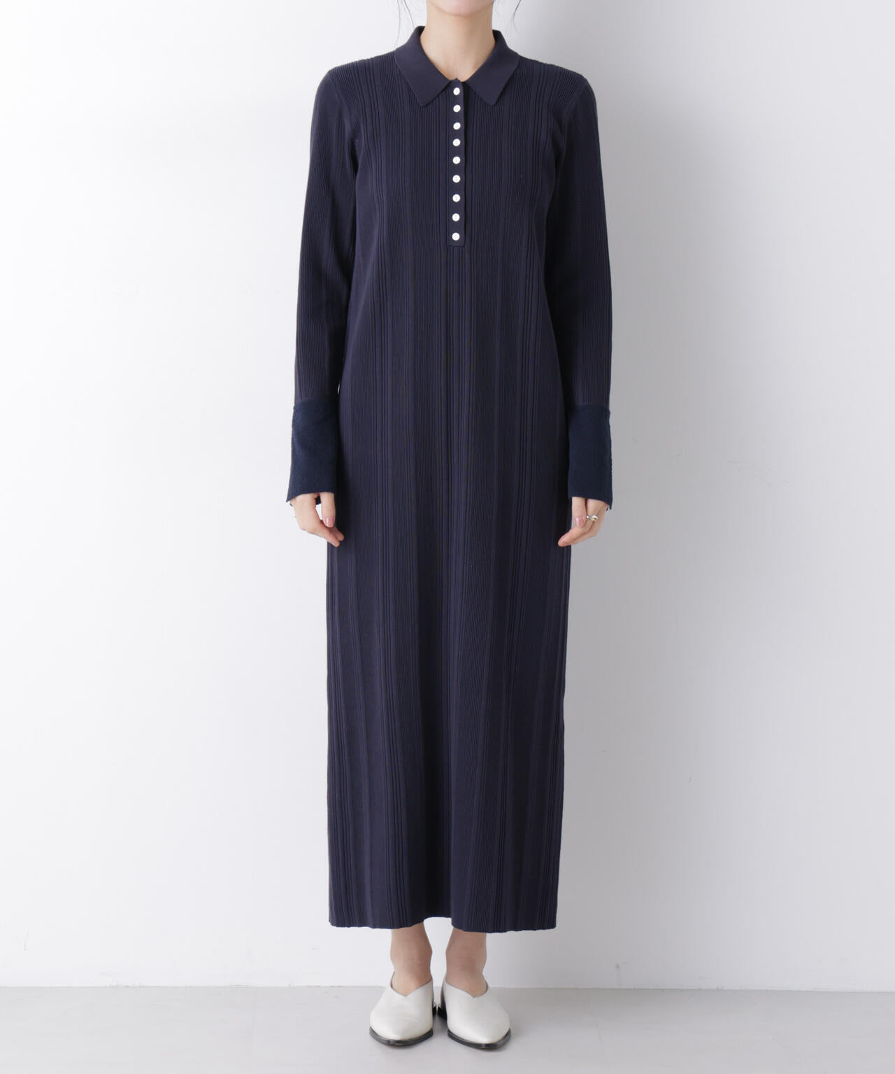 衿付きランダムリブニットワンピース 6696119304
