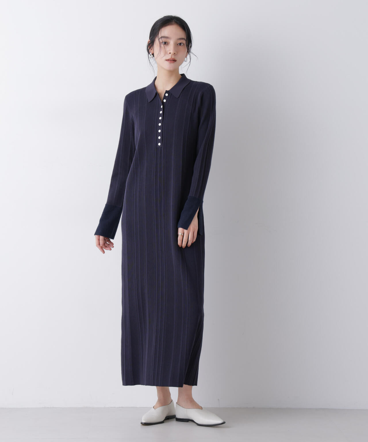 衿付きランダムリブニットワンピース 6696119304