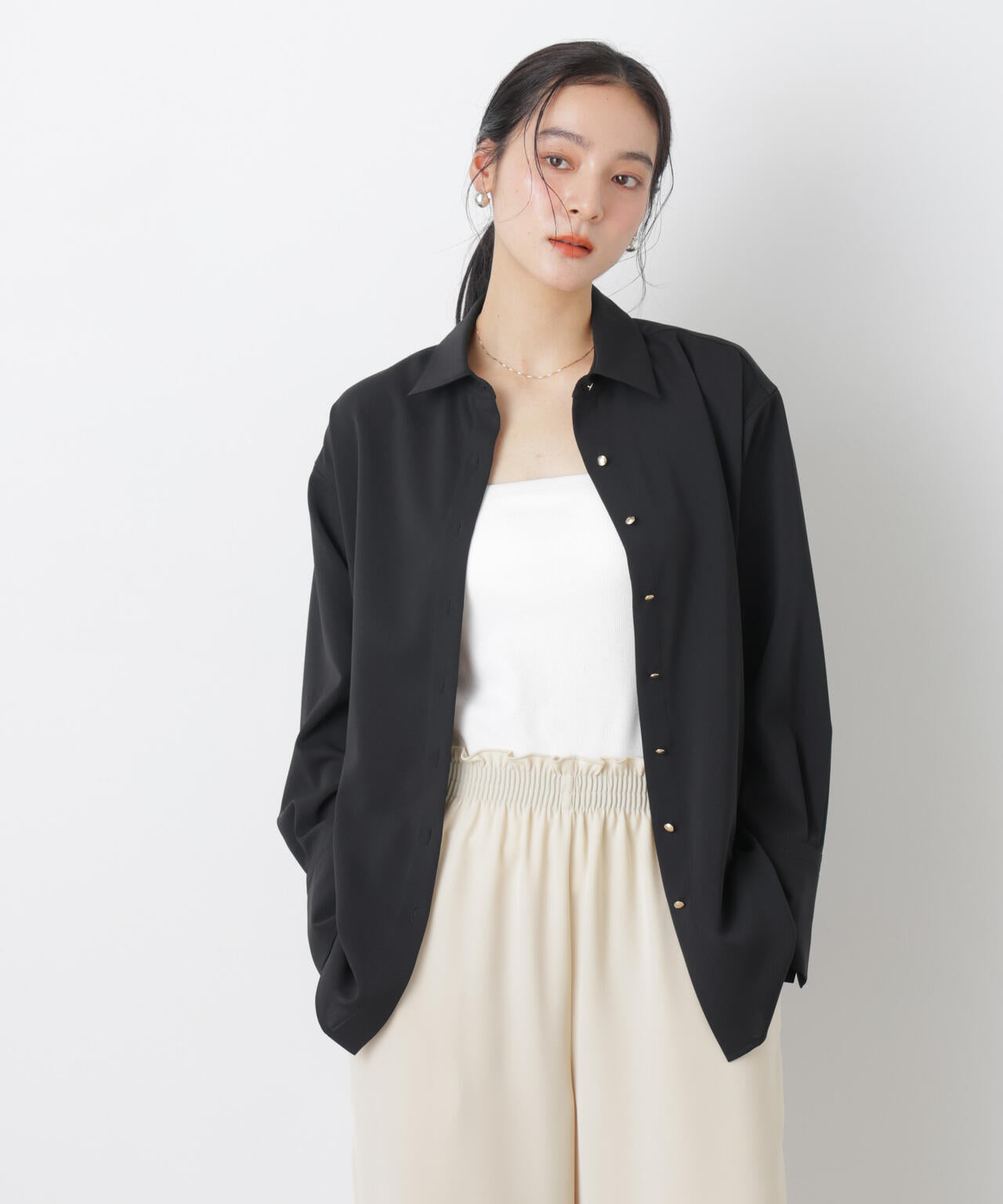 ハイツイストドライベルテッドロングシャツ(セットアップ可) 6696120302