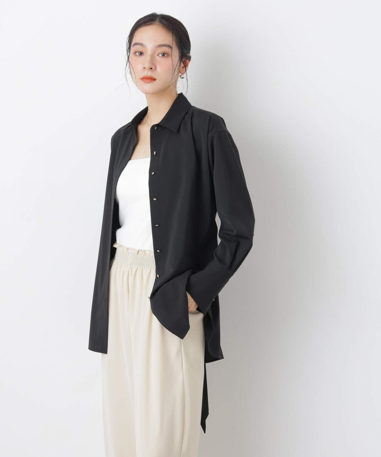 ハイツイストドライベルテッドロングシャツ(セットアップ可) 6696120302