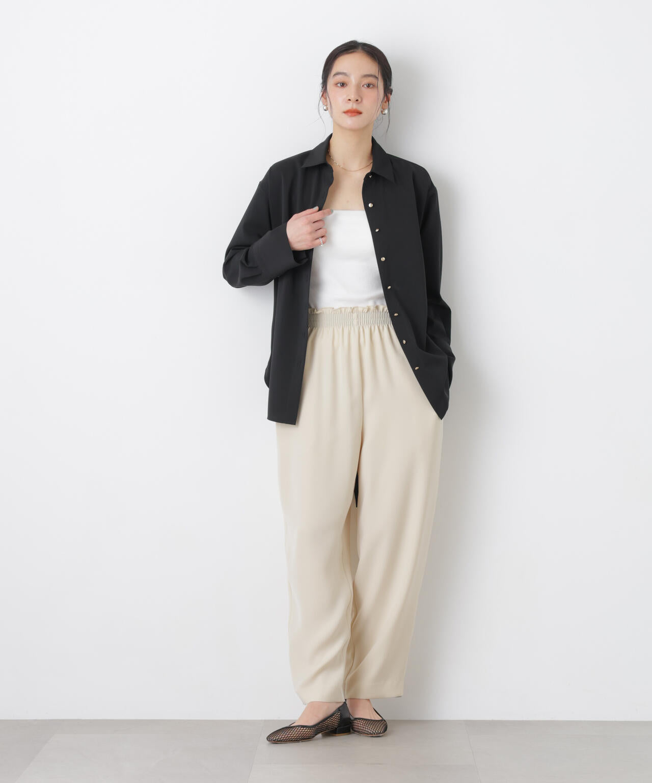 ハイツイストドライベルテッドロングシャツ(セットアップ可) 6696120302