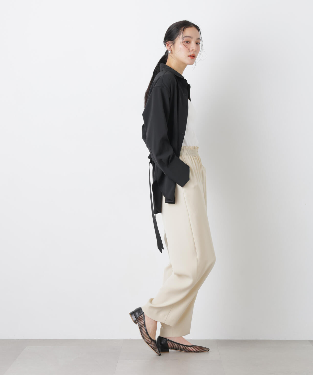 ハイツイストドライベルテッドロングシャツ(セットアップ可) 6696120302