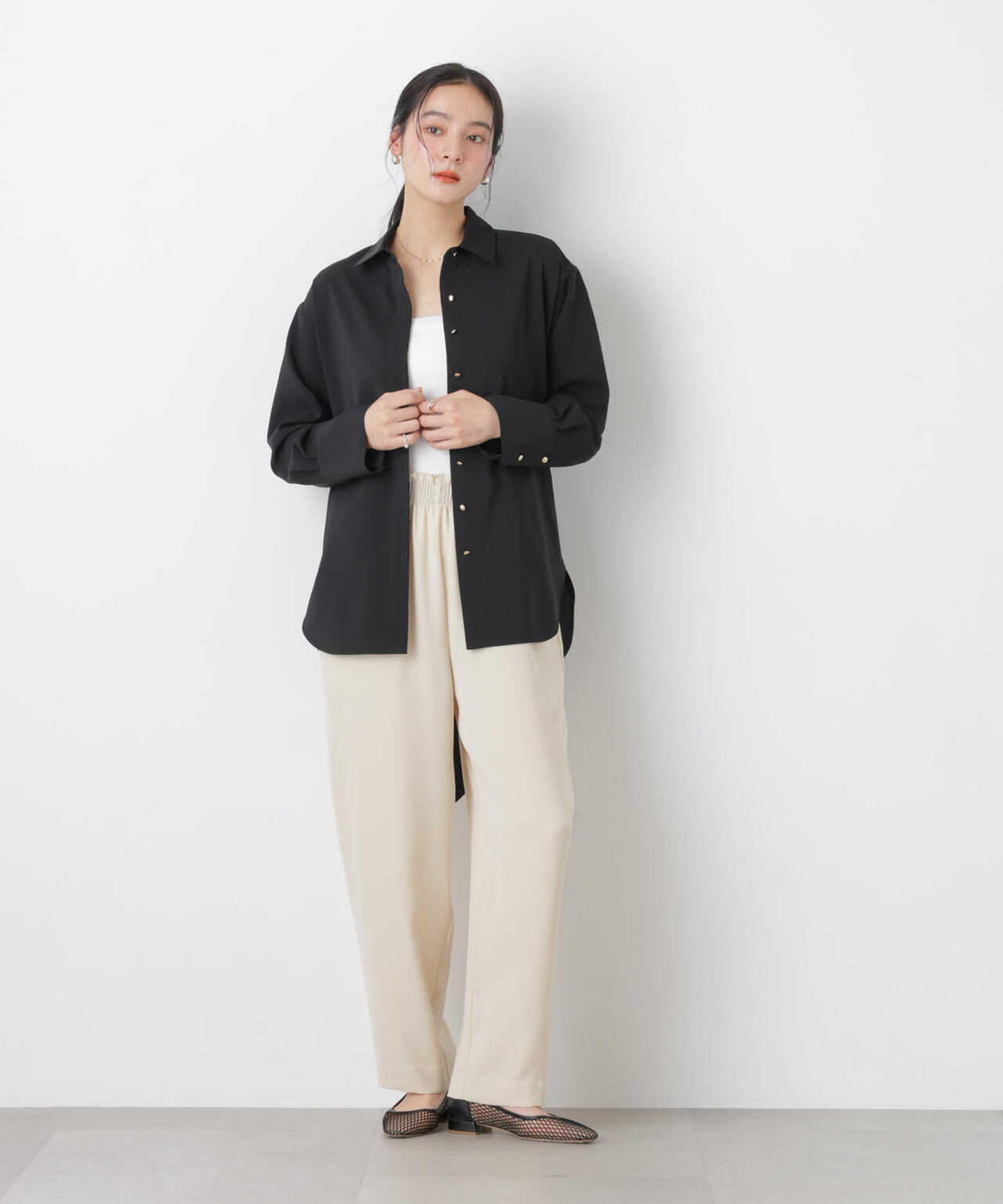 ハイツイストドライベルテッドロングシャツ(セットアップ可) 6696120302