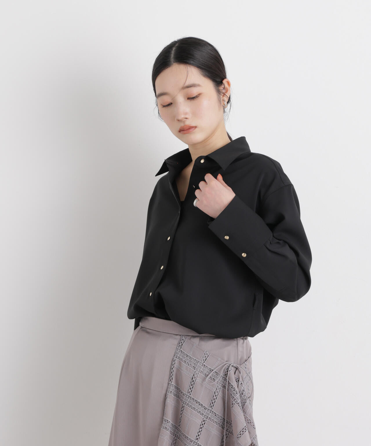 ハイツイストドライベルテッドロングシャツ(セットアップ可) 6696120302