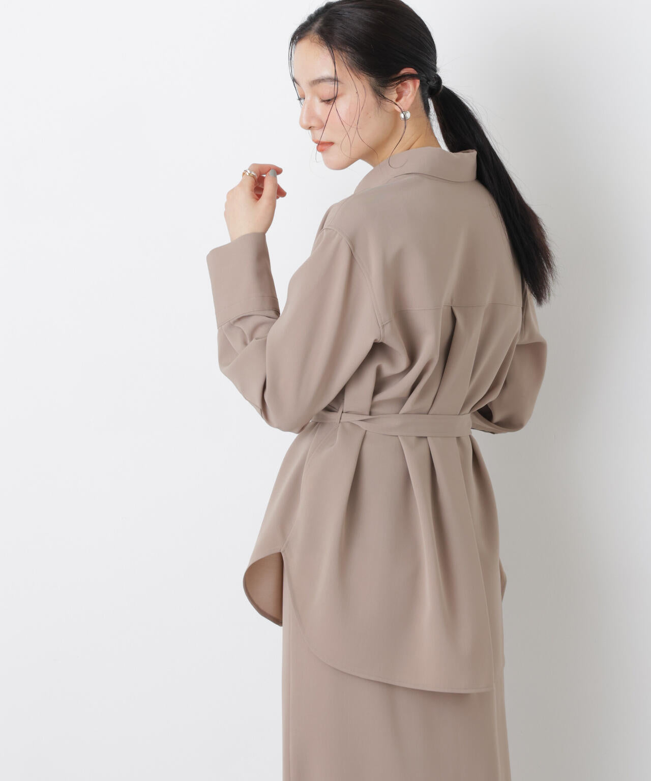 ハイツイストドライベルテッドロングシャツ(セットアップ可) 6696120302