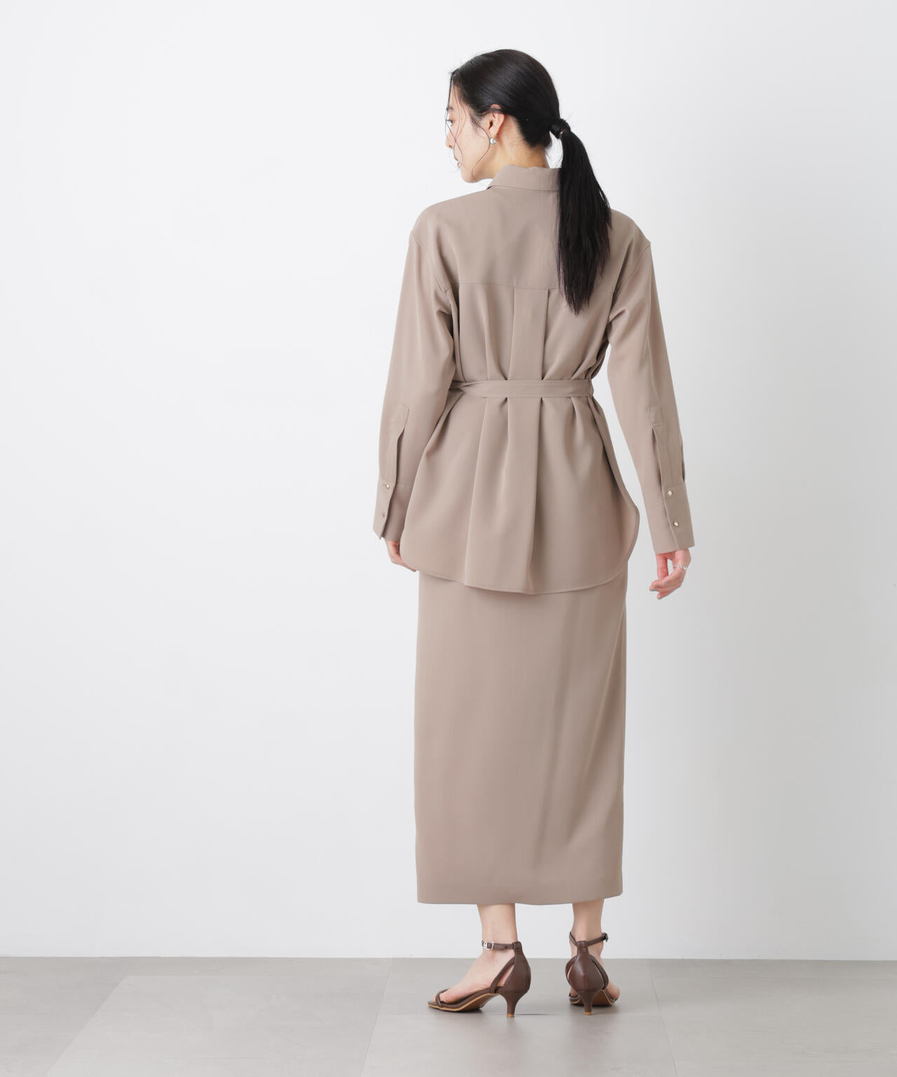 ハイツイストドライベルテッドロングシャツ(セットアップ可) 6696120302