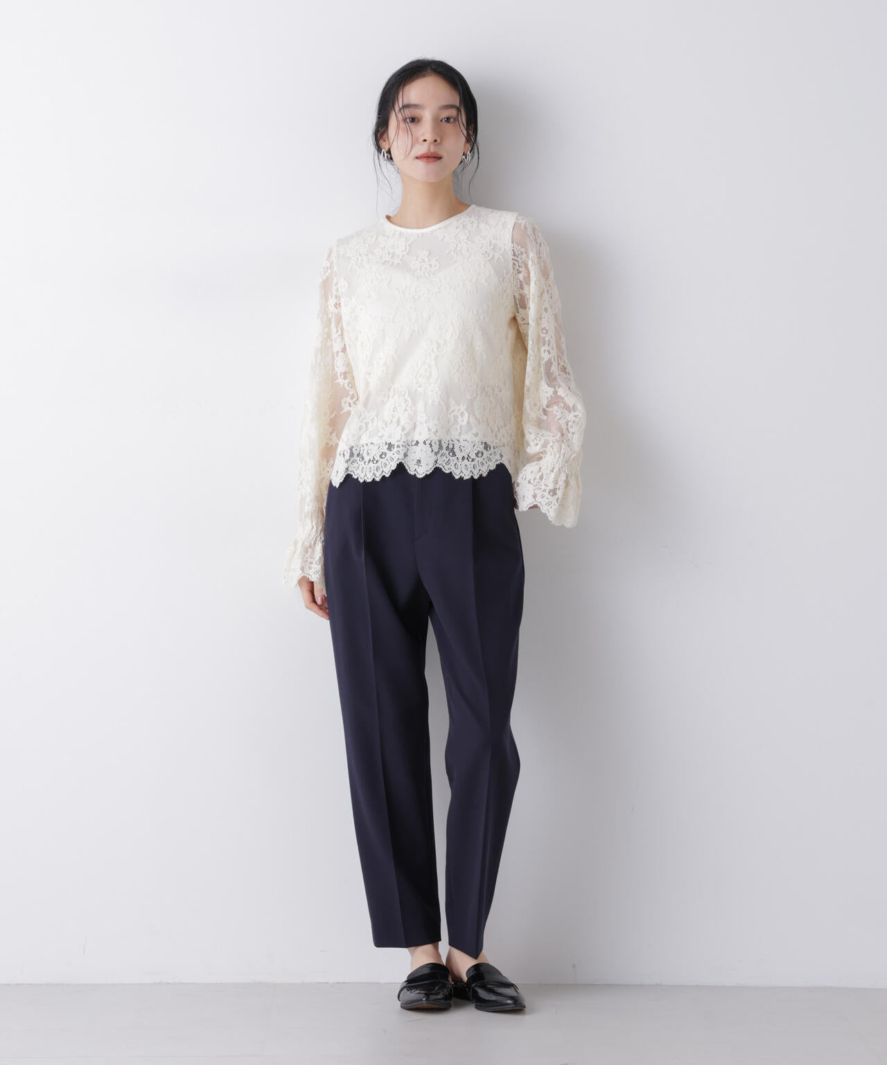 レーススカラップブラウス 6696120307