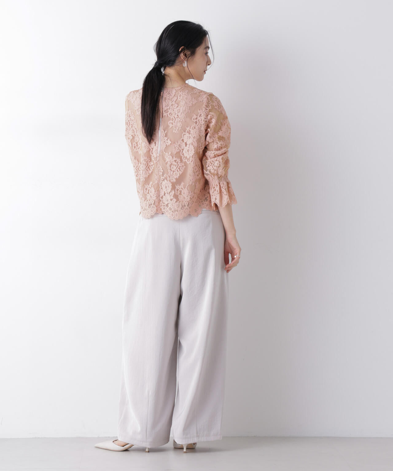 レーススカラップブラウス 6696120307