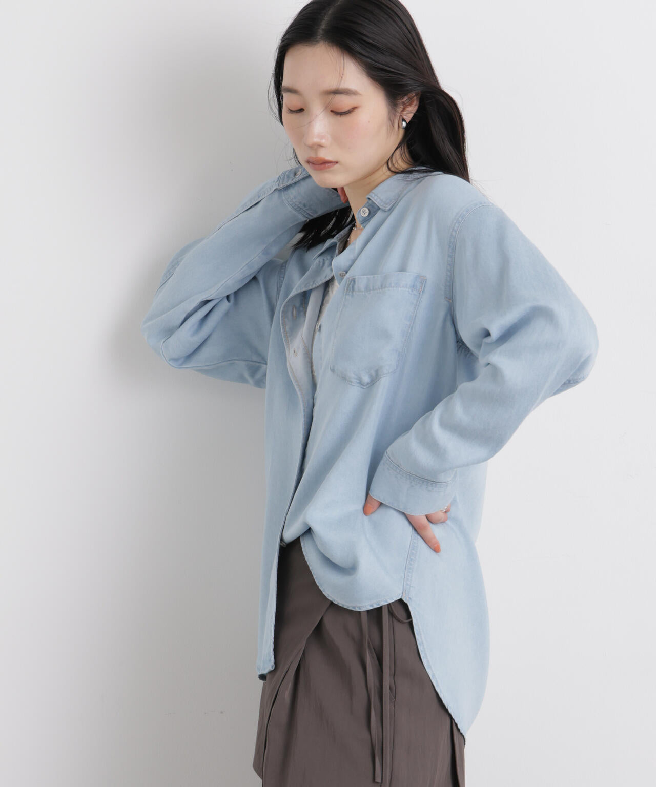 テンセルデニムリラックスシャツ(セットアップ可) 6696120316
