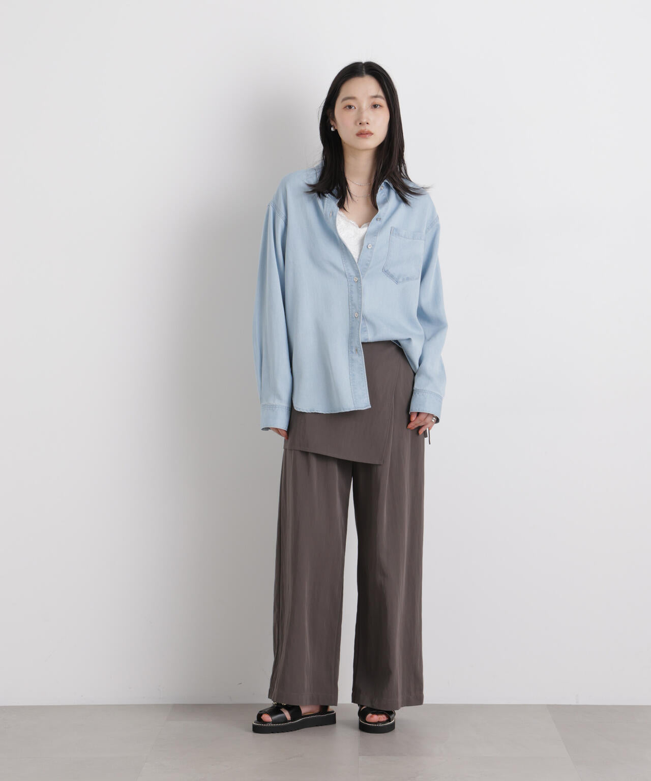 テンセルデニムリラックスシャツ(セットアップ可) 6696120316