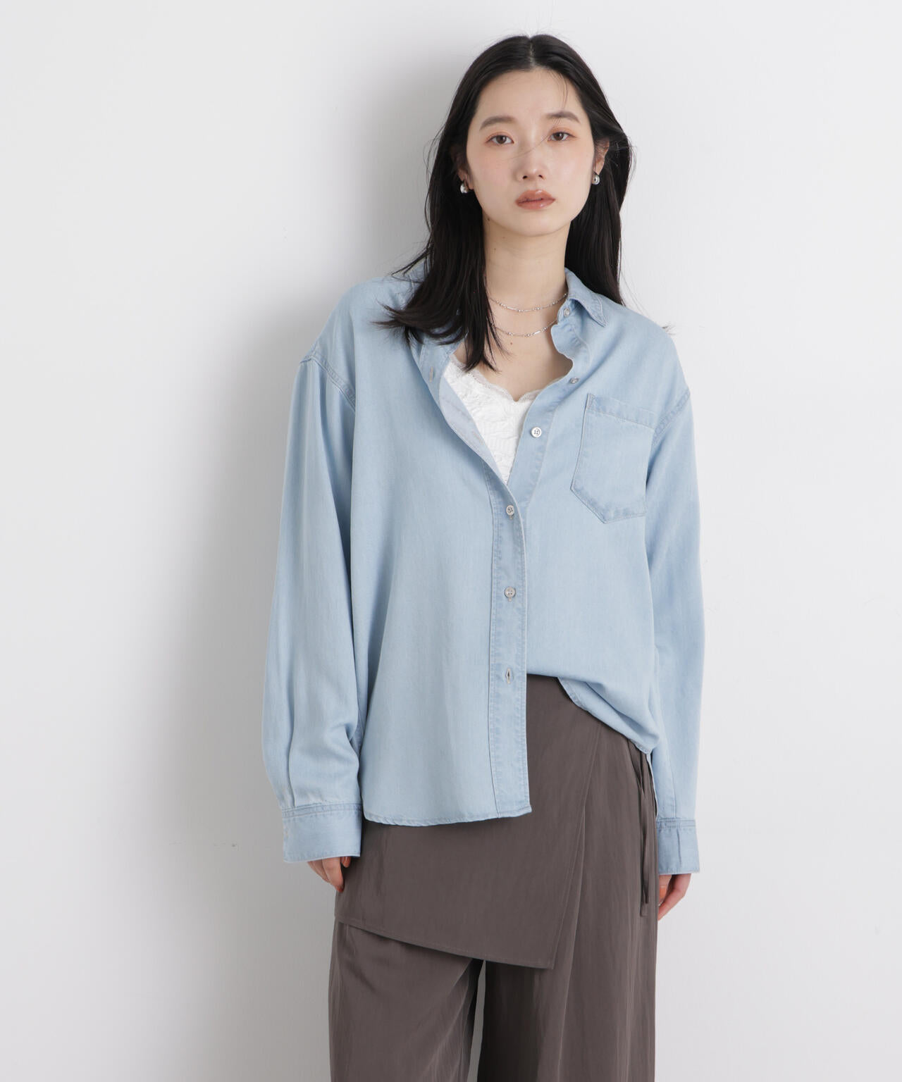 テンセルデニムリラックスシャツ(セットアップ可) 6696120316