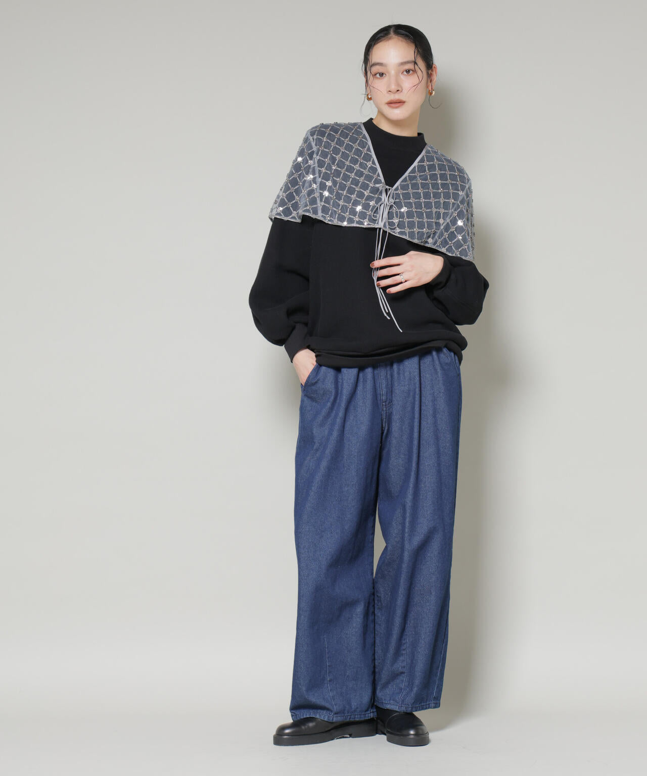 スパンコールビーズ刺繍ボレロストール 6696121300