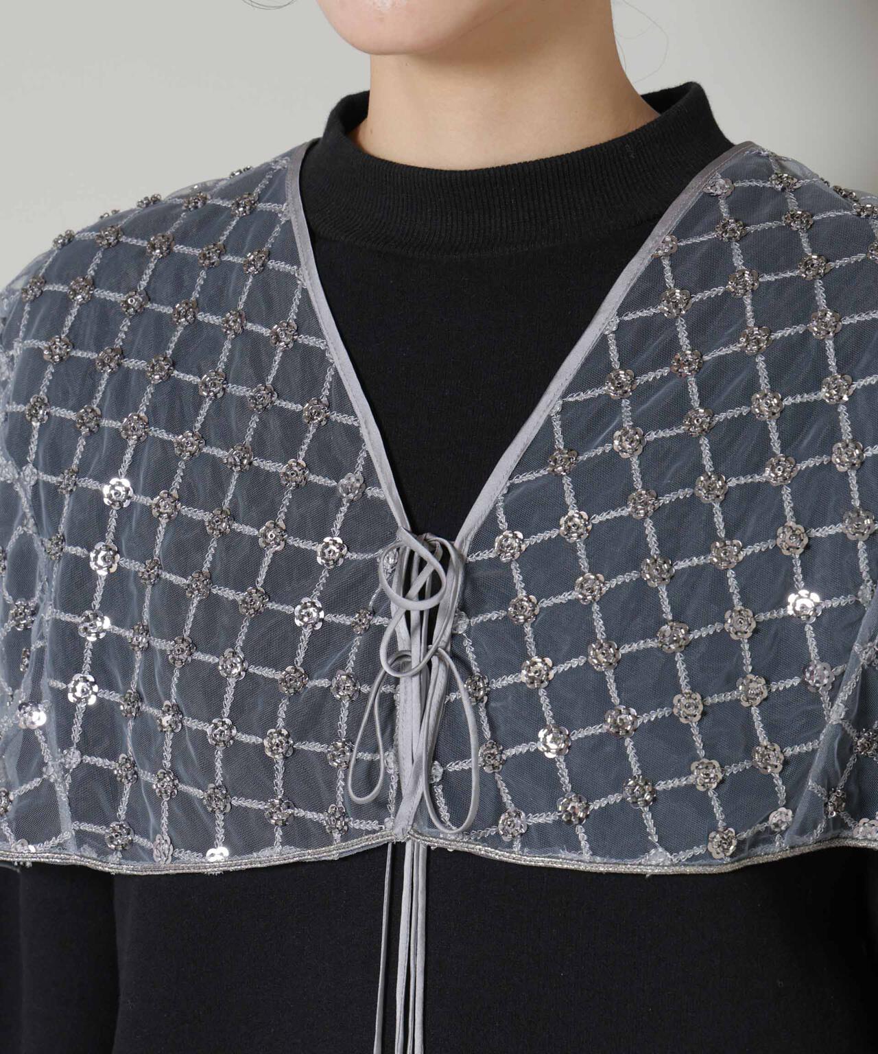 スパンコールビーズ刺繍ボレロストール 6696121300