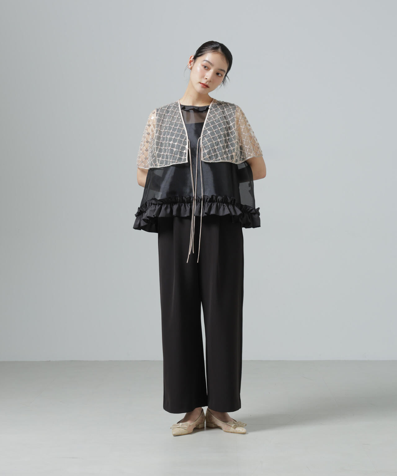 スパンコールビーズ刺繍ボレロストール 6696121300