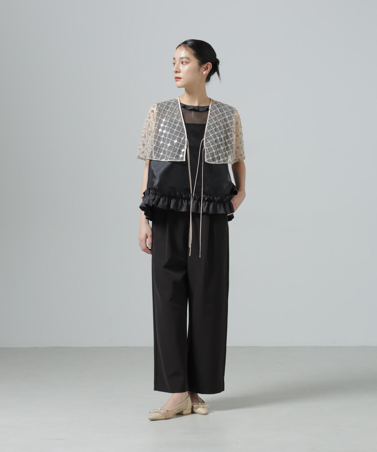 スパンコールビーズ刺繍ボレロストール 6696121300