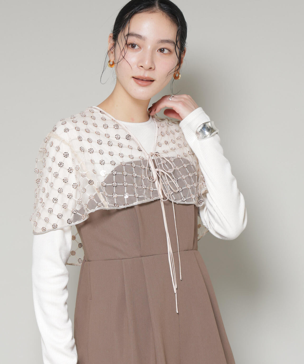 スパンコールビーズ刺繍ボレロストール 6696121300