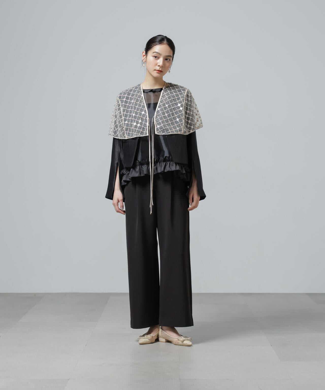 スパンコールビーズ刺繍ボレロストール 6696121300