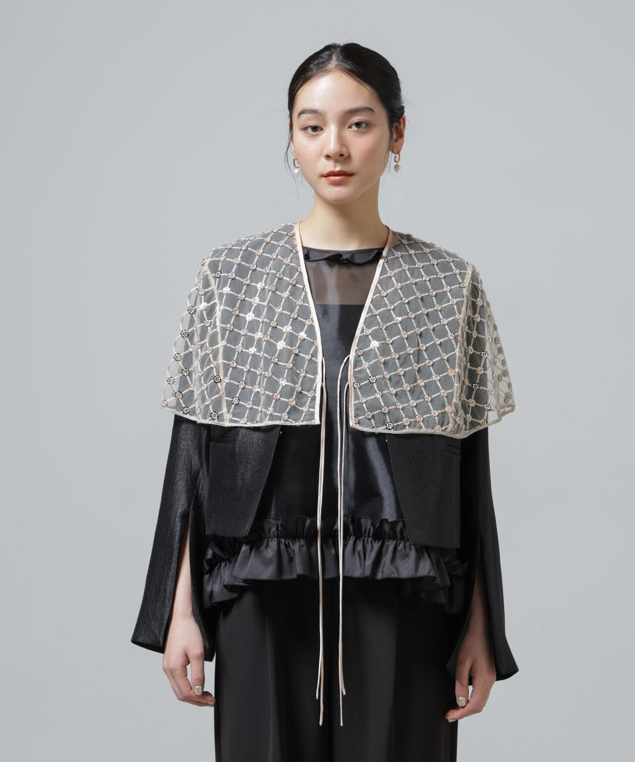 スパンコール ビーズ 刺繍 ボレロ ストール