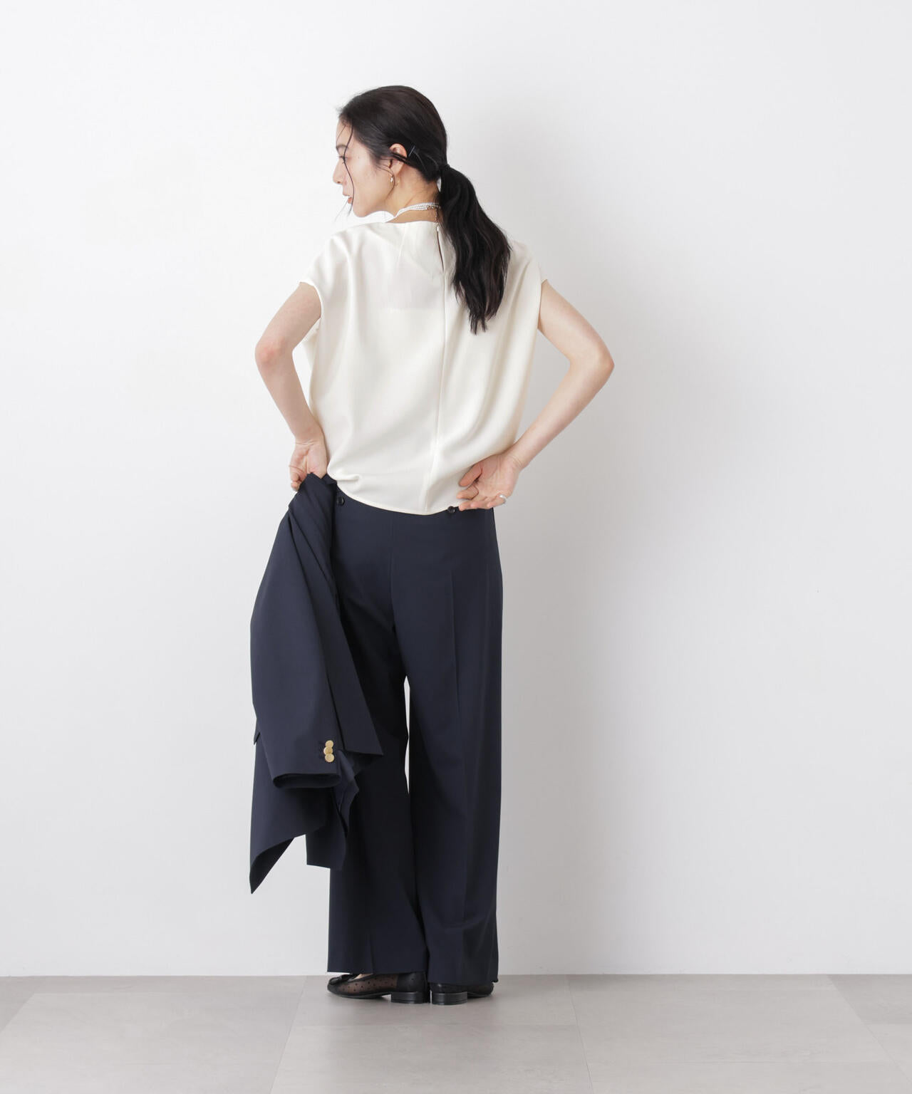DressT/ボートネックタックコクーンブラウス 6696121304
