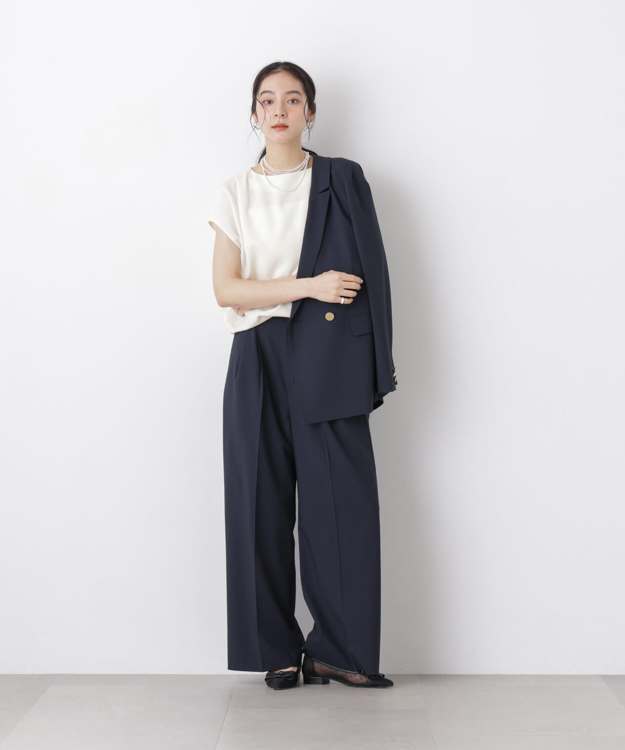 DressT/ボートネックタックコクーンブラウス 6696121304