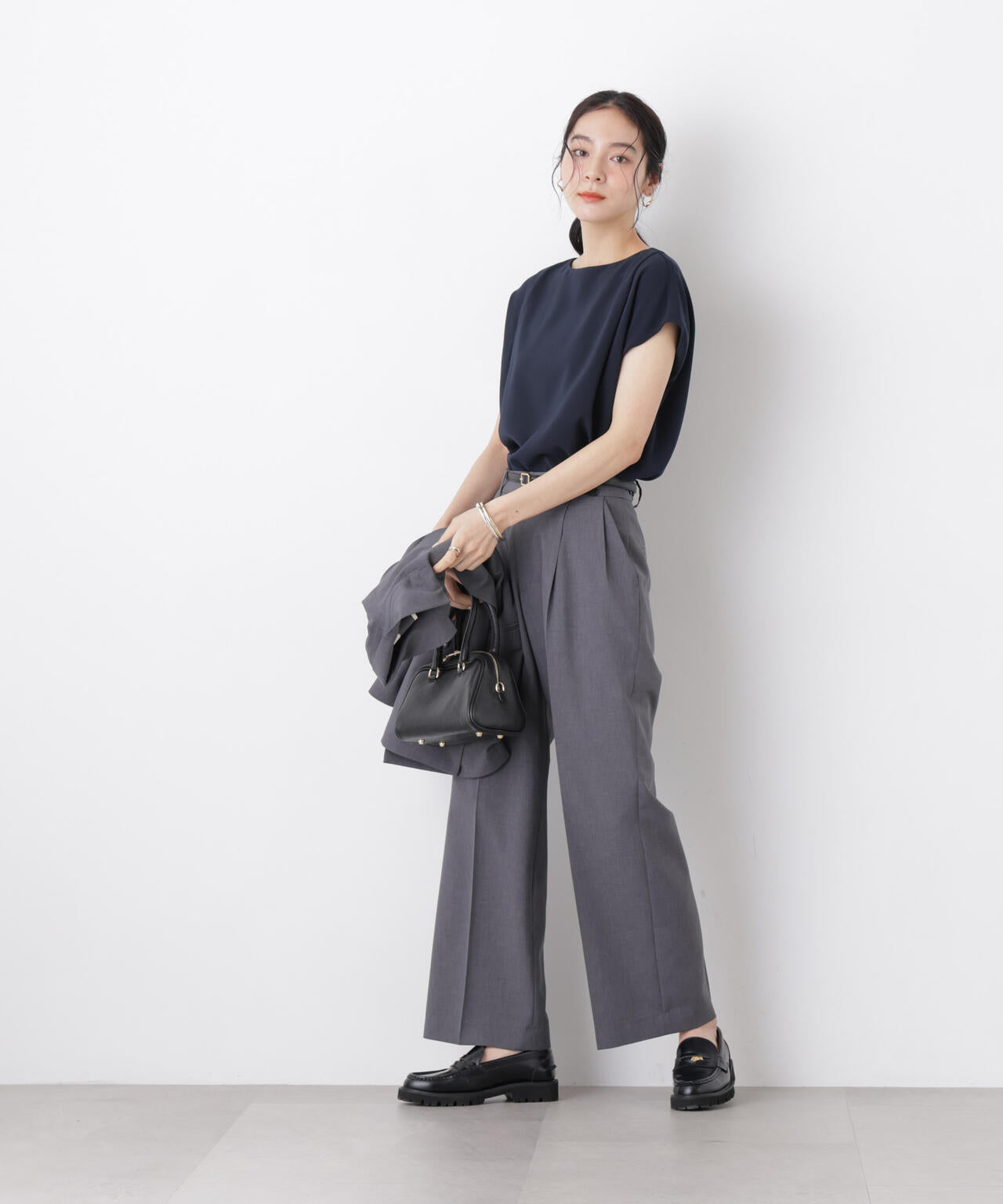 DressT/ボートネックタックコクーンブラウス 6696121304