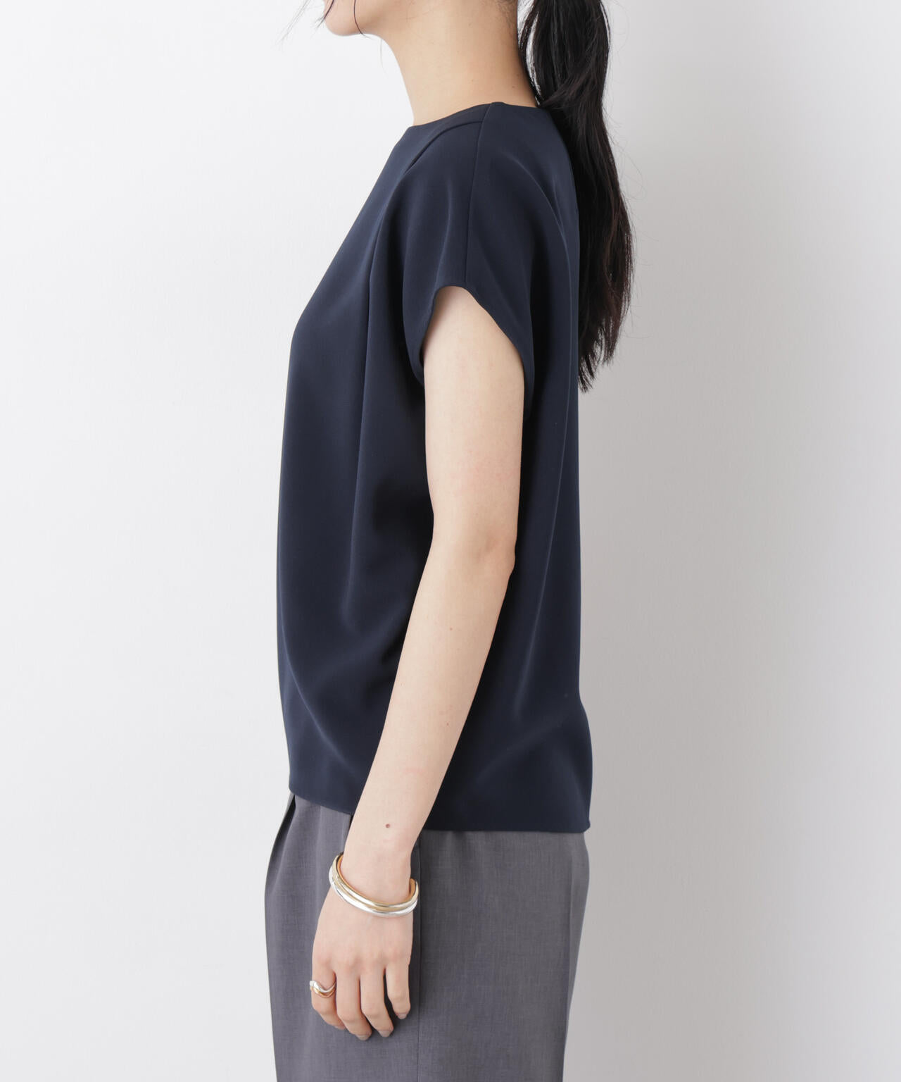 DressT/ボートネックタックコクーンブラウス 6696121304