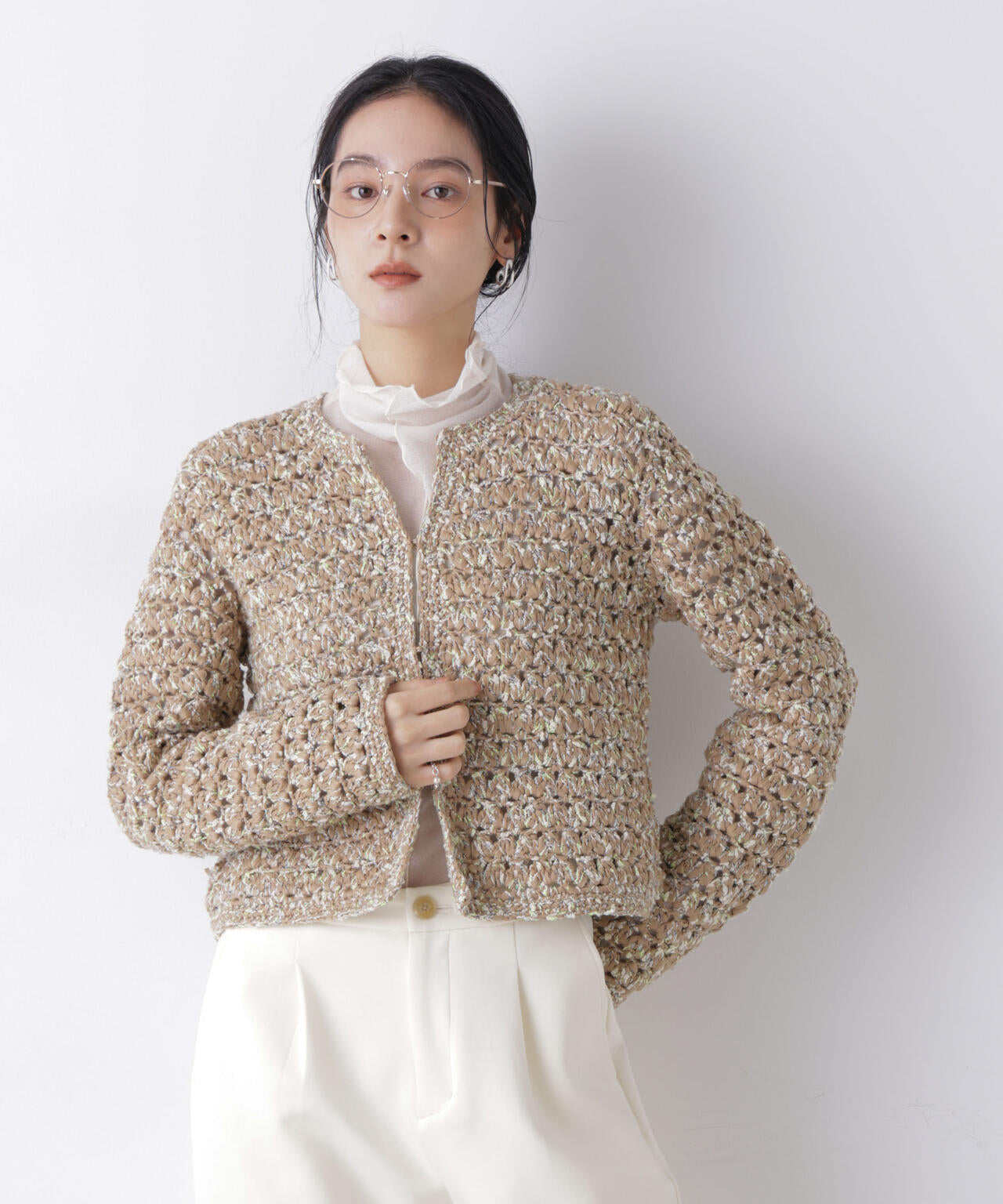 ミックスヤーンクロシェカーディガン 6696122301