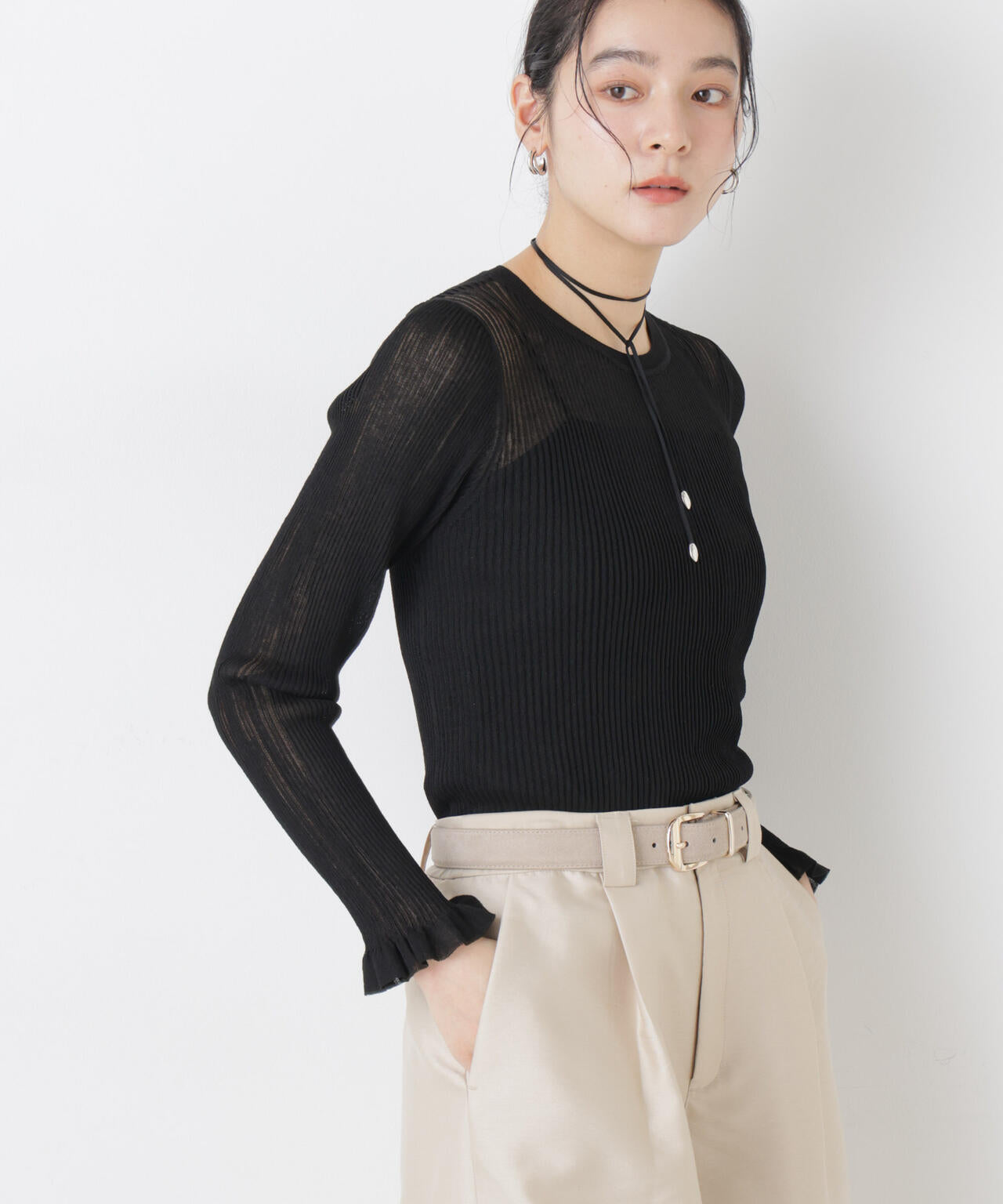 シアーリブフリルカフニット 6696122304