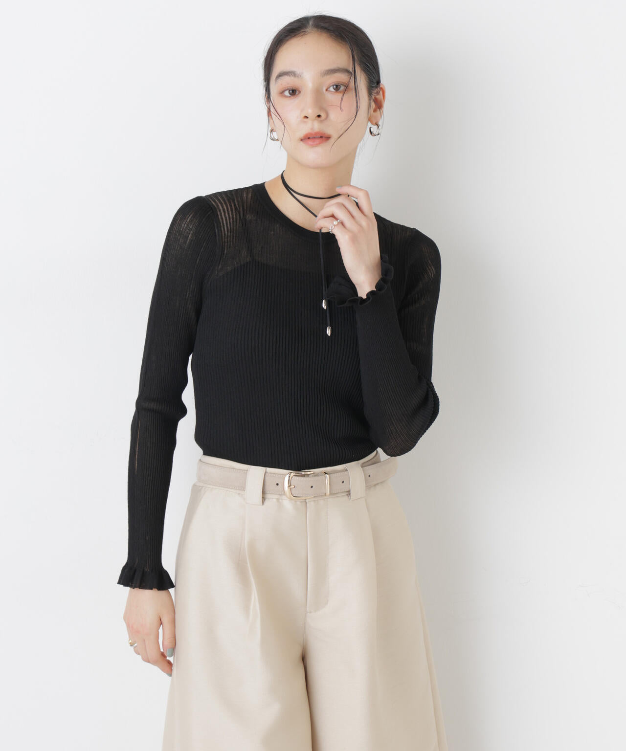 シアーリブフリルカフニット 6696122304