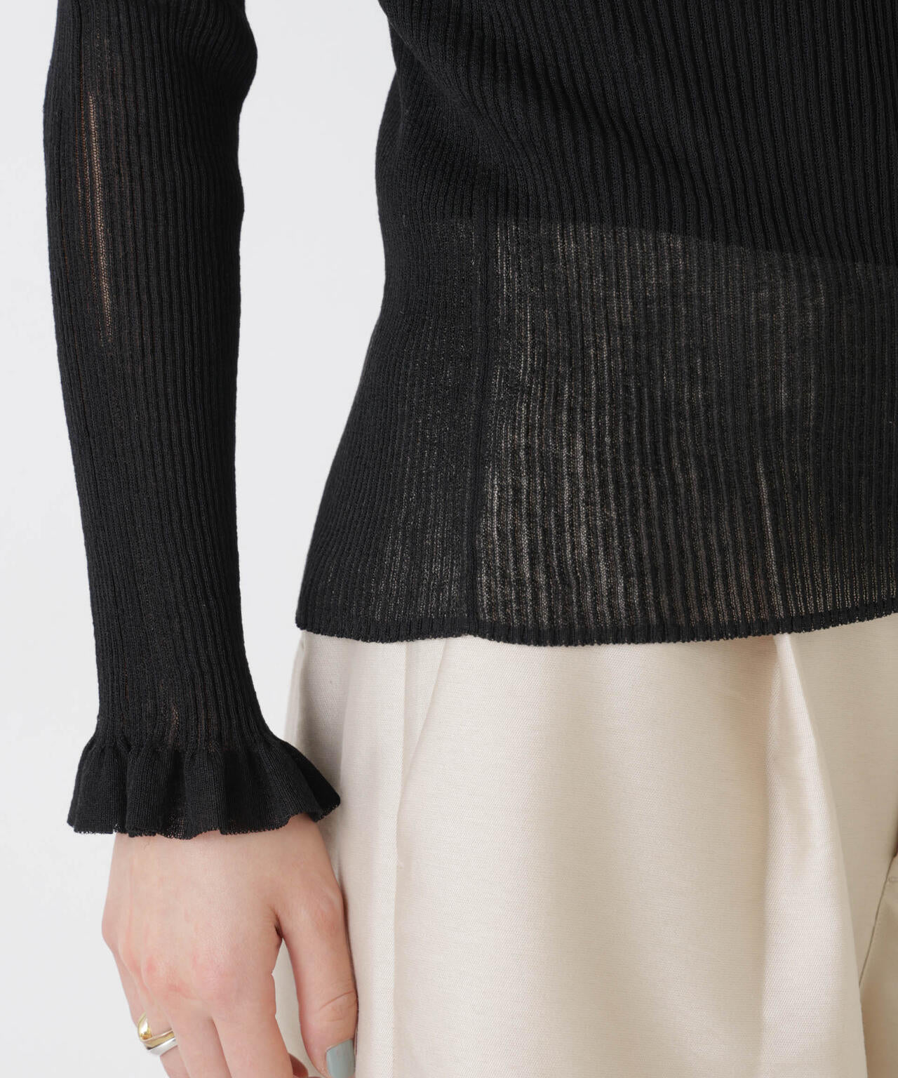 シアーリブフリルカフニット 6696122304