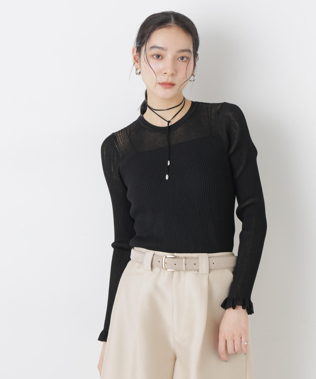 シアーリブフリルカフニット 6696122304