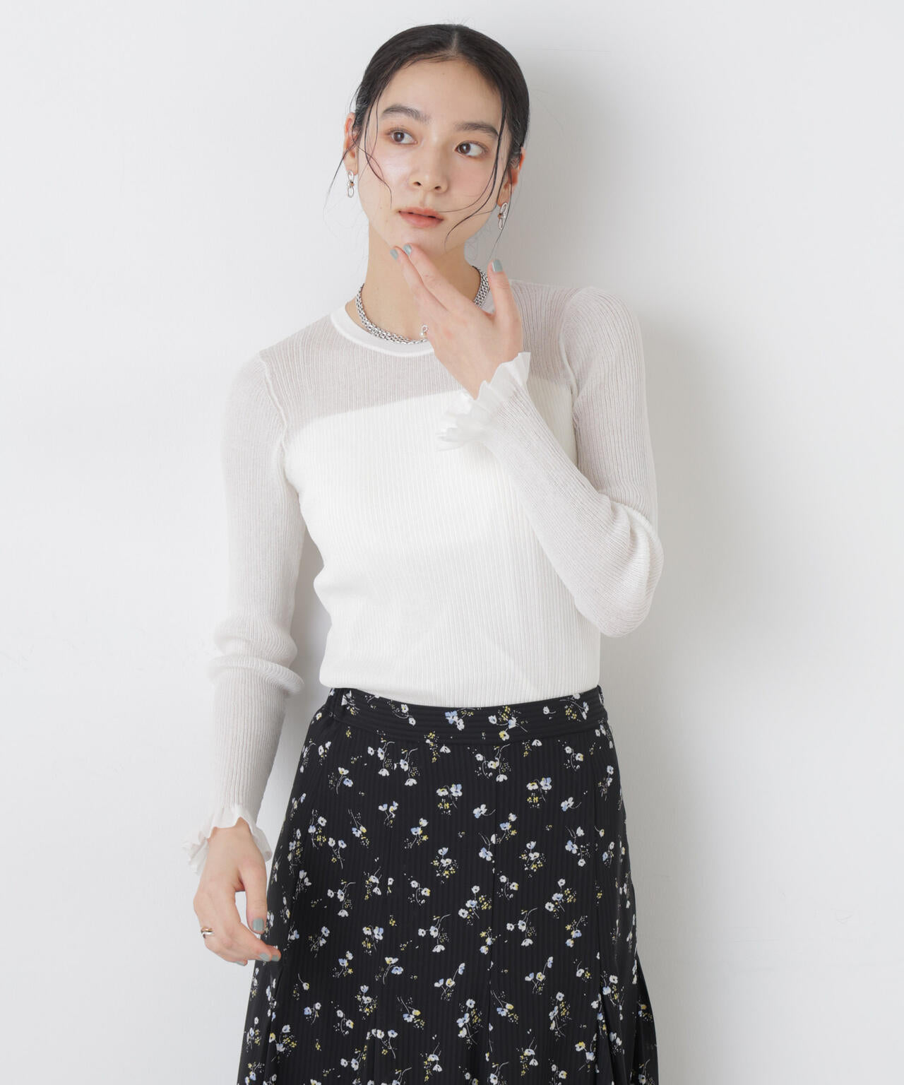 シアーリブフリルカフニット 6696122304