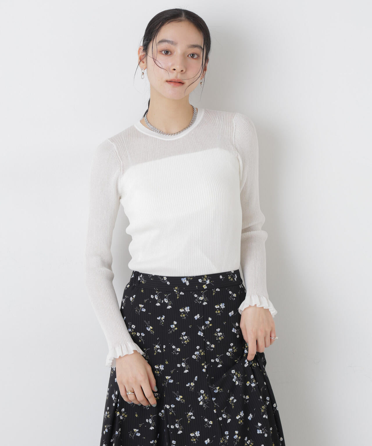 シアーリブフリルカフニット 6696122304