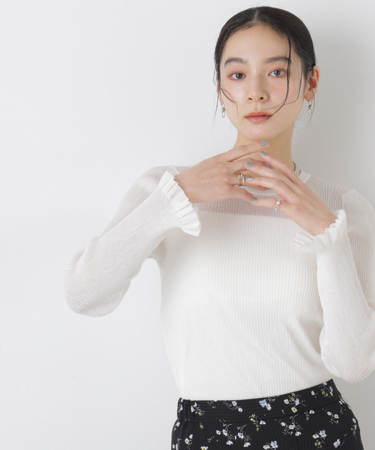 シアーリブフリルカフニット 6696122304