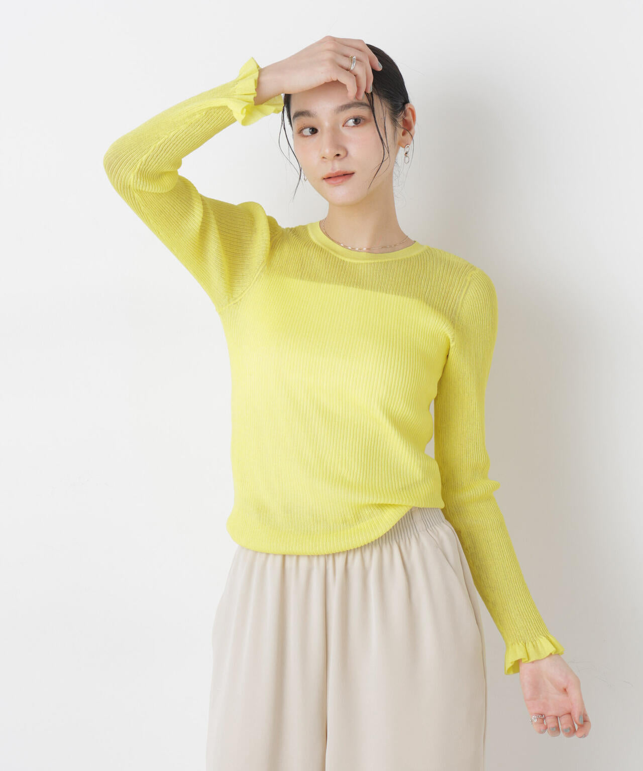 シアーリブフリルカフニット 6696122304