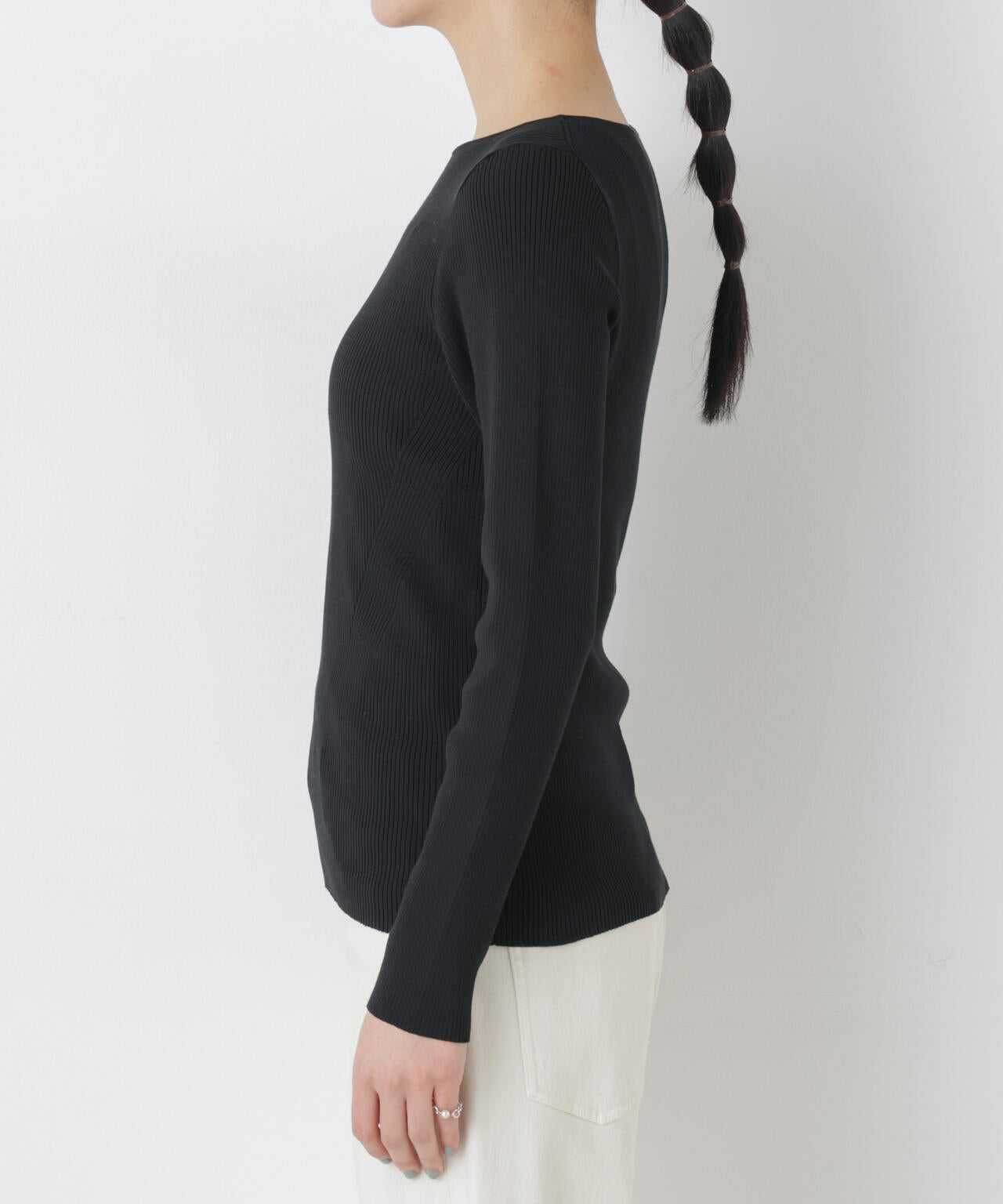 ウォッシャブルハイツイストボートネックリブニット 6696122307