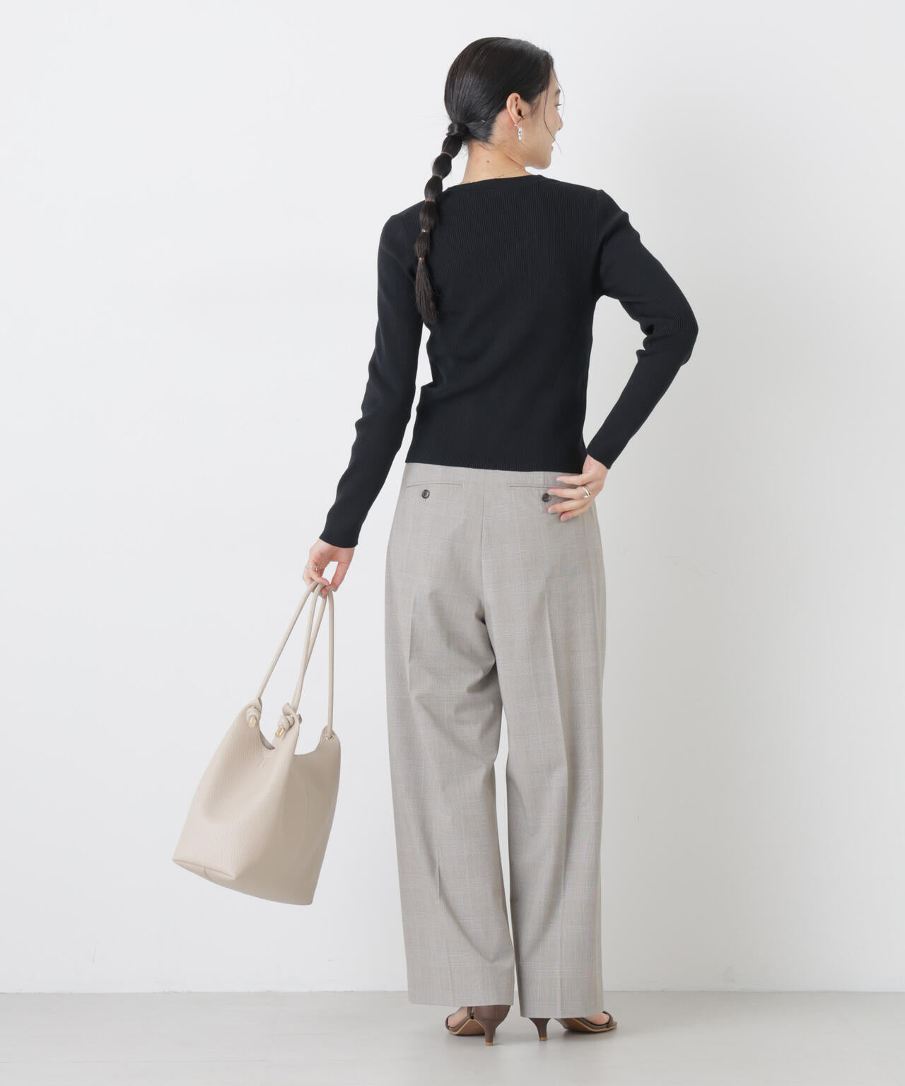 ウォッシャブルハイツイストVネックリブカーディガン 6696122308