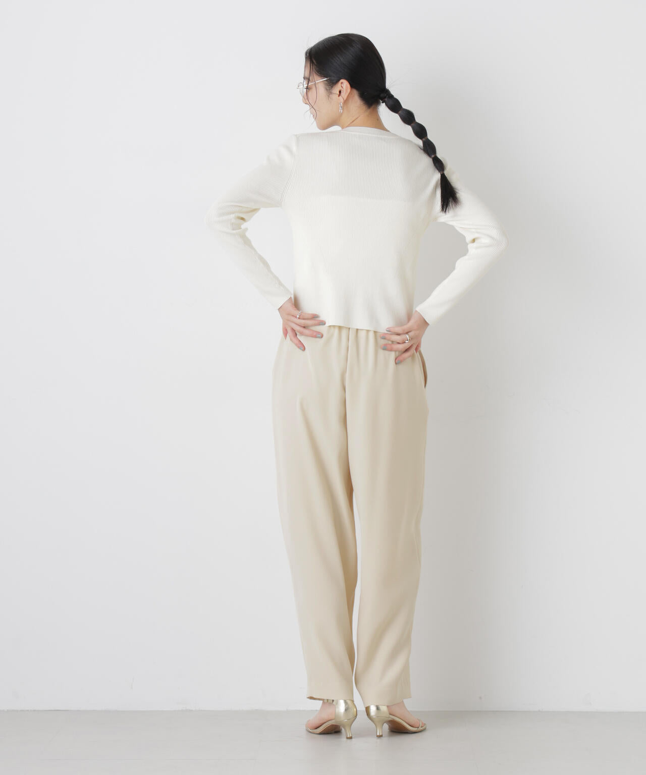 ウォッシャブルハイツイストVネックリブカーディガン 6696122308