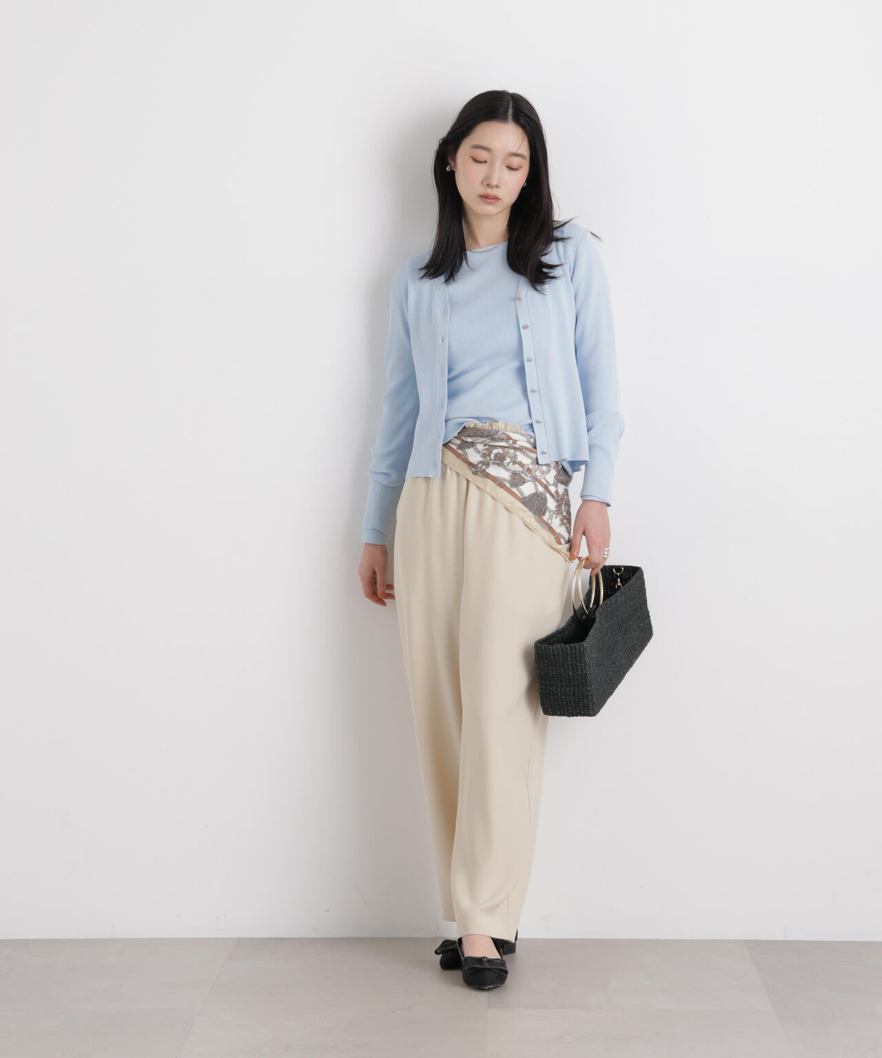 ウォッシャブルハイツイストVネックリブカーディガン 6696122308