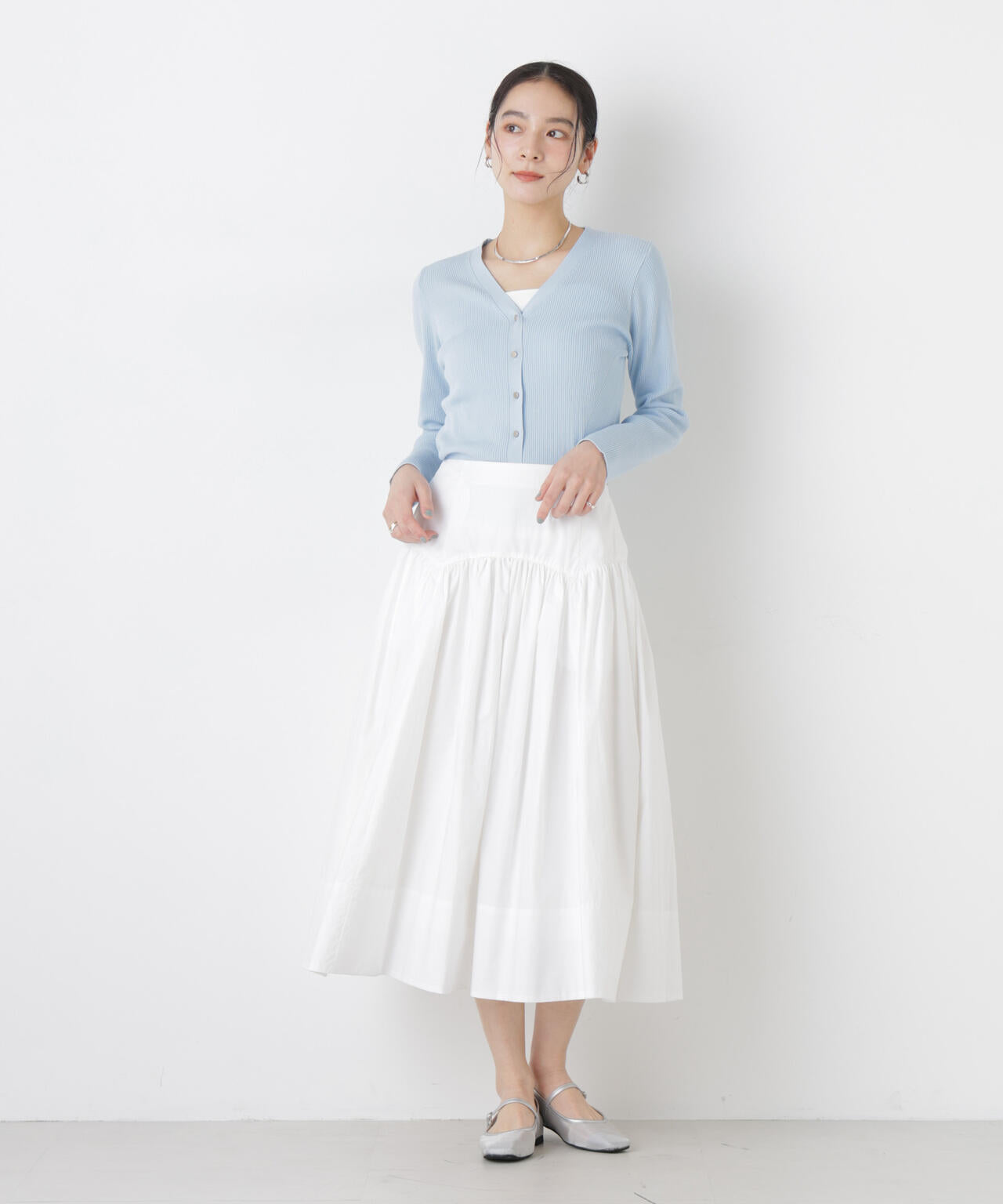 ウォッシャブルハイツイストVネックリブカーディガン 6696122308