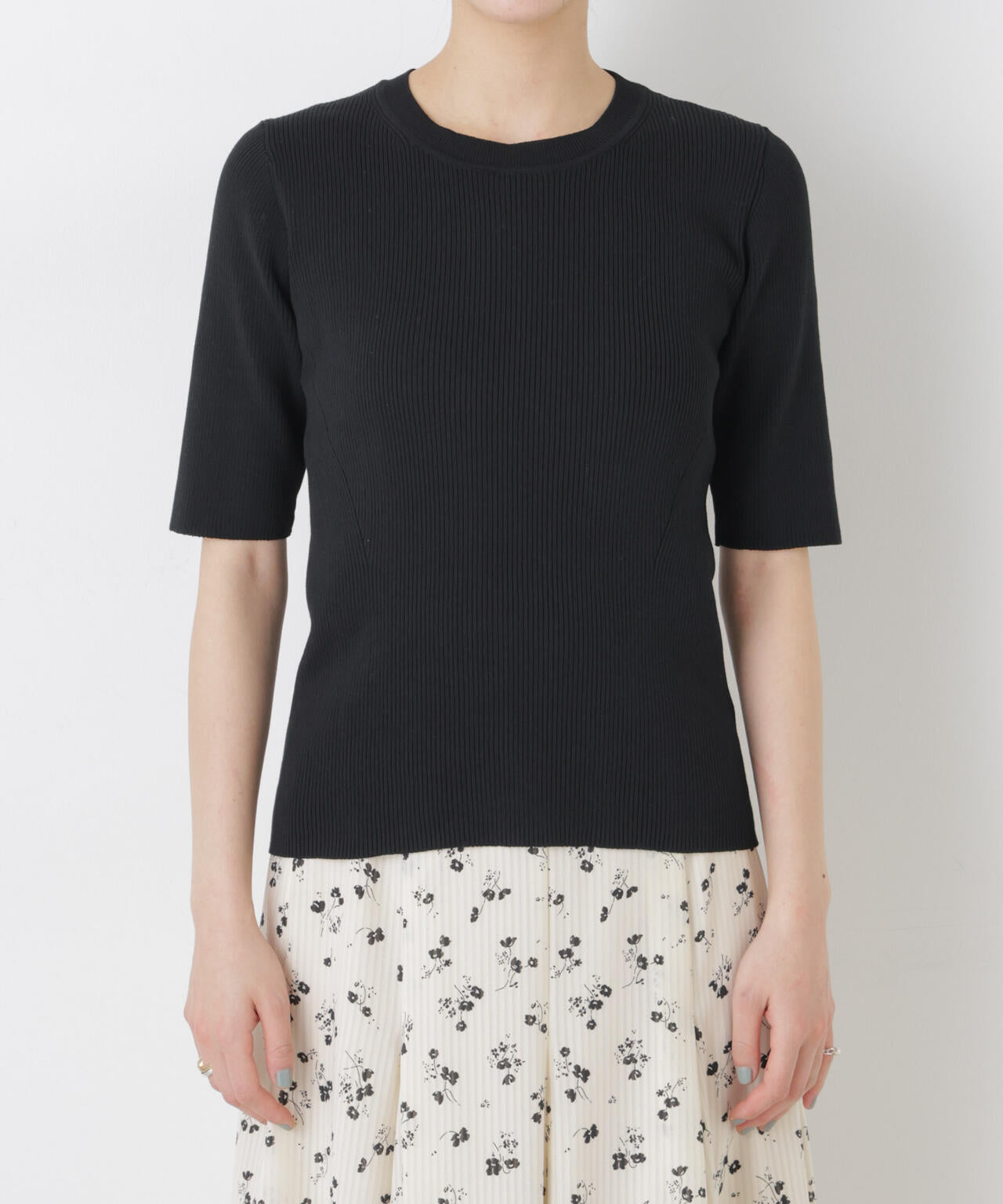 ウォッシャブルハイツイスト五分袖リブニット 6696122309